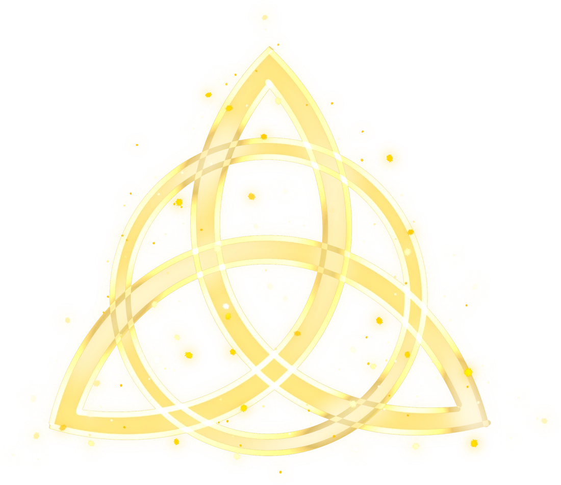 A golden triquetra symbol representing the union of multiple readings